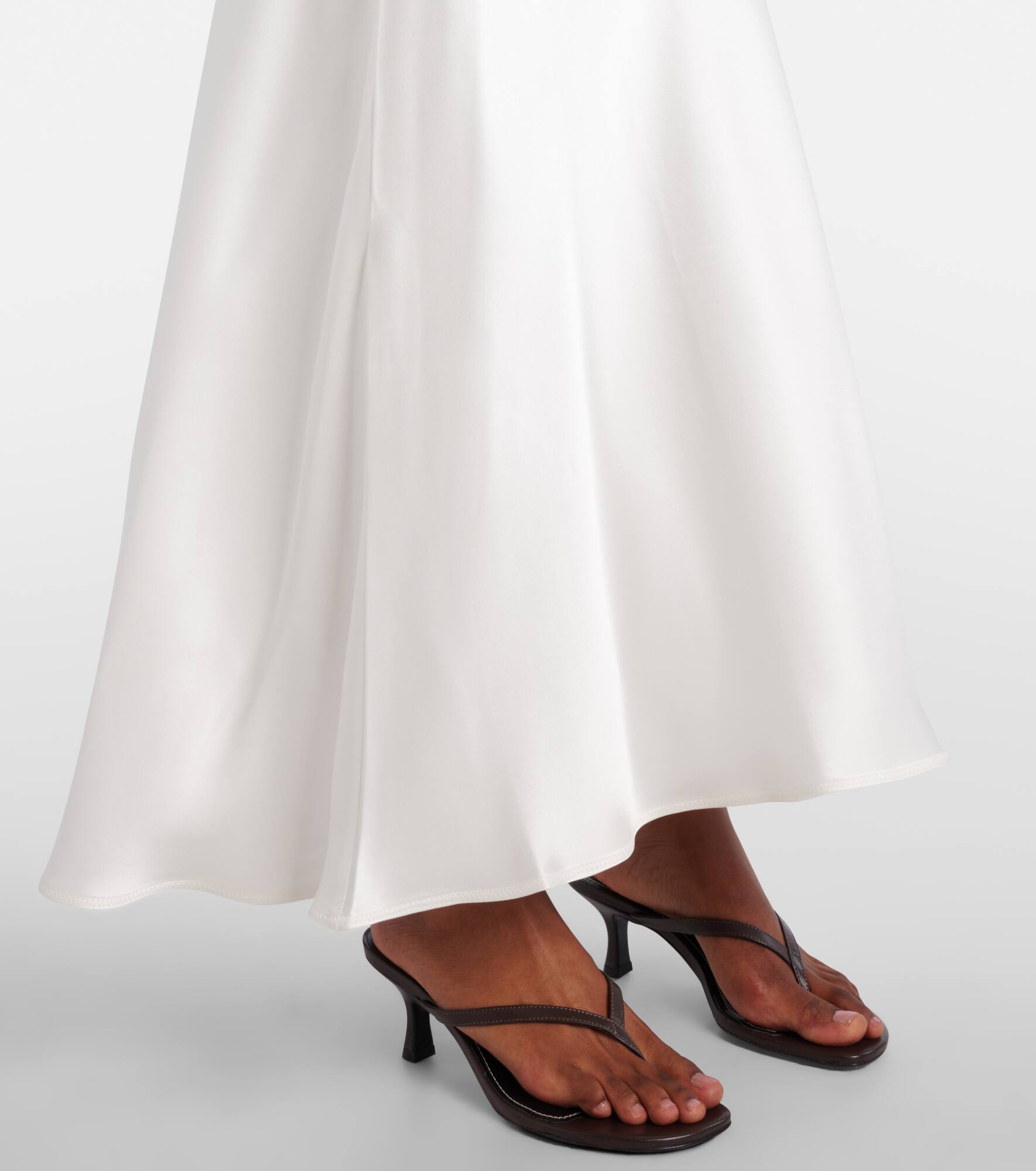 Bordeaux silk satin slip dress - 5