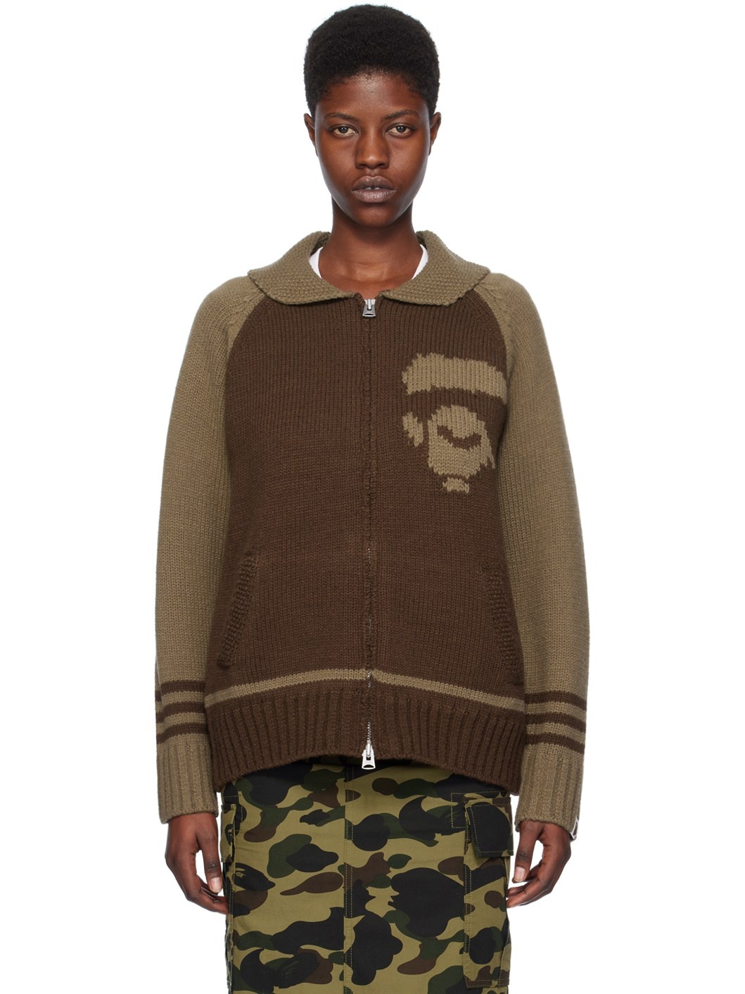 Brown Intarsia Sweater - 1