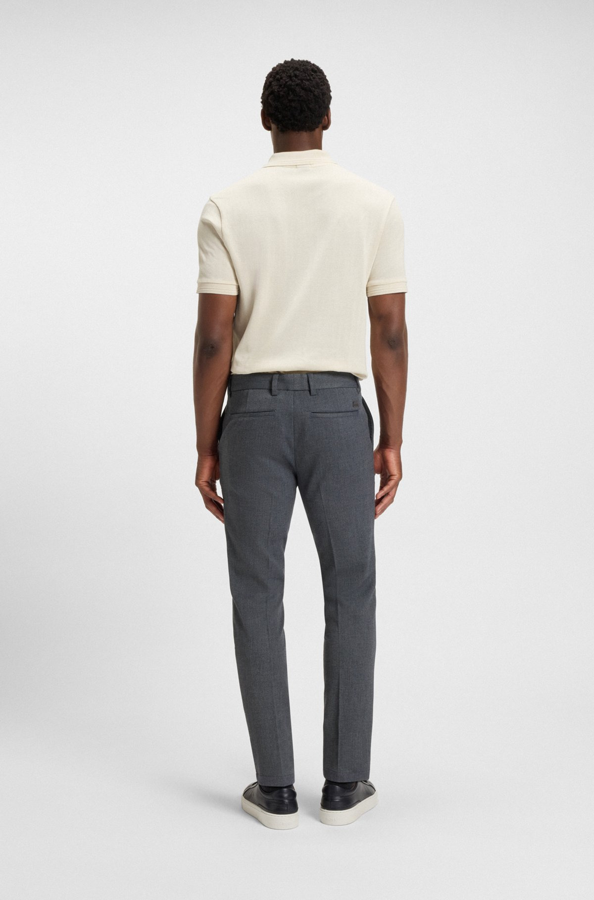 SLIM-FIT TROUSERS IN BRUSHED HERRINGBONE - 4