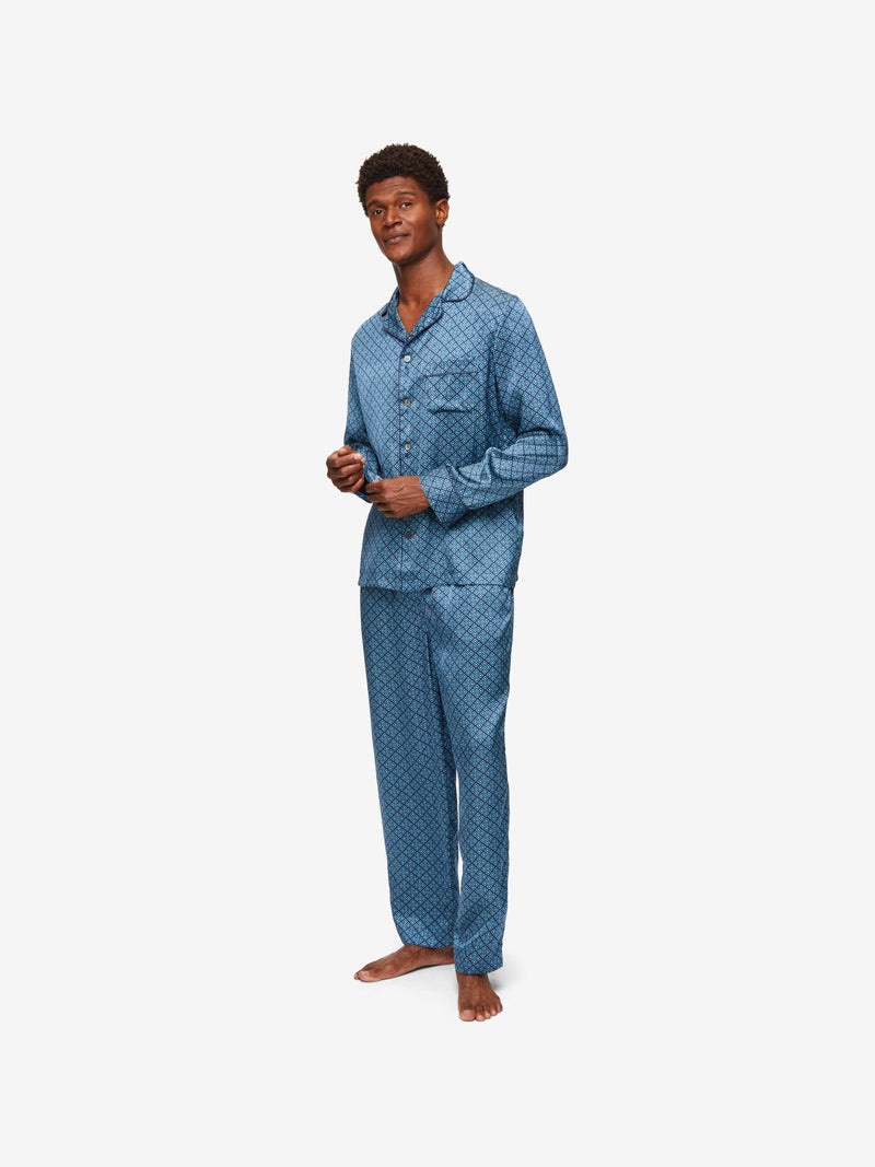 Men's Pyjamas Brindisi 89 Silk Satin Navy - 3
