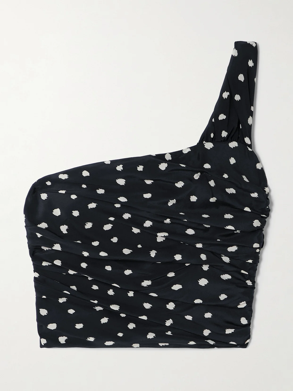 Mariquita Reef One-shoulder Gathered Printed Silk Crepe De Chine Top - 1