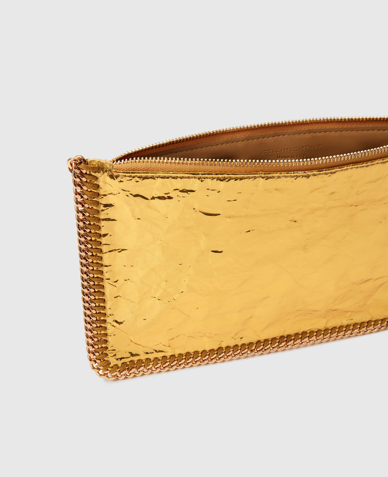 Stella McCartney Crinkled Metallic Falabella Wallet Crossbody Bag outlook