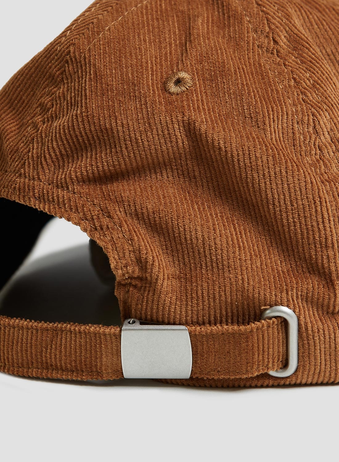 Corduroy Embroidered Cap in Camel - 3