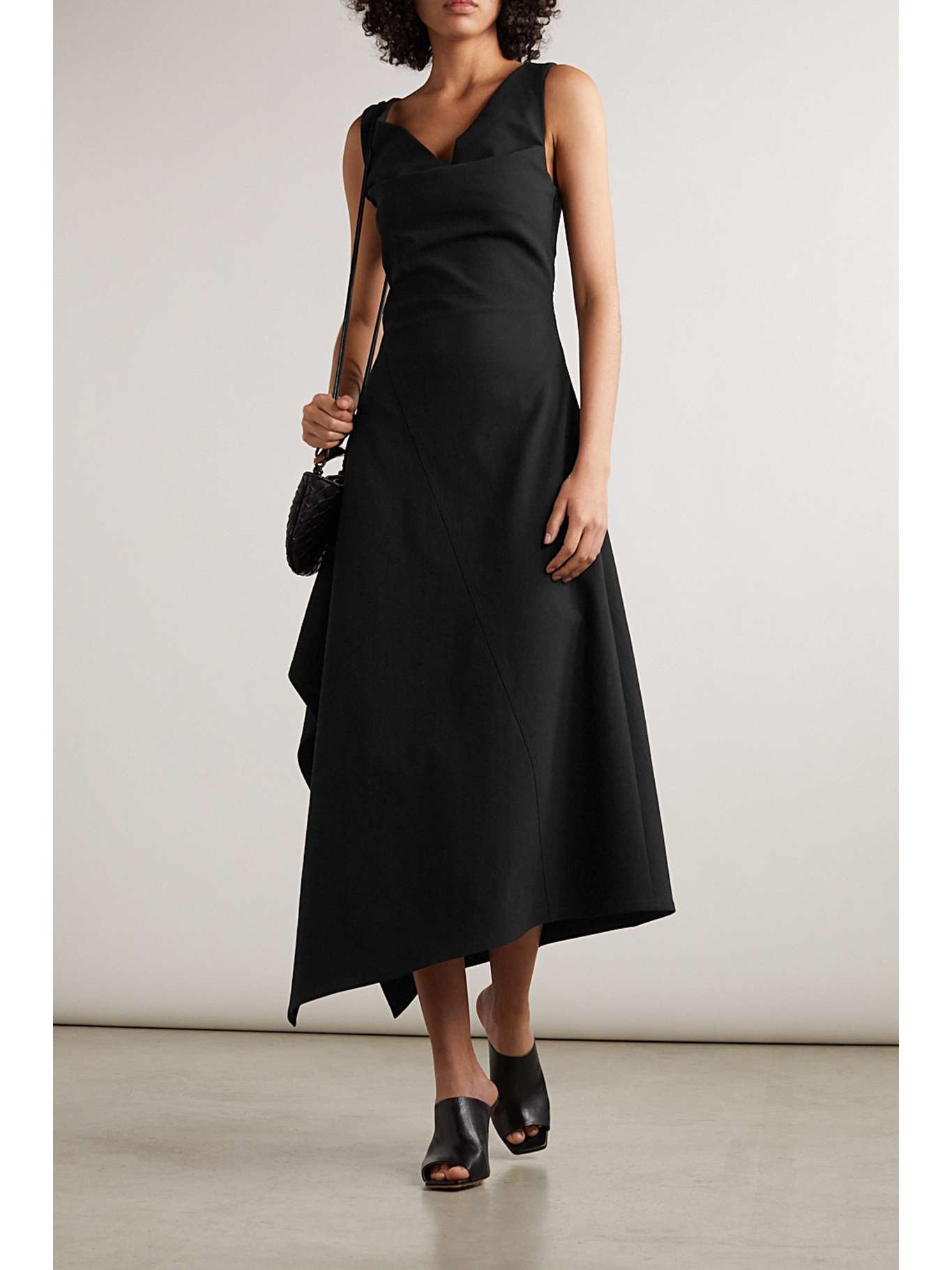 Bottega Veneta Stretch Cotton Asymmetric Midi Dress | REVERSIBLE
