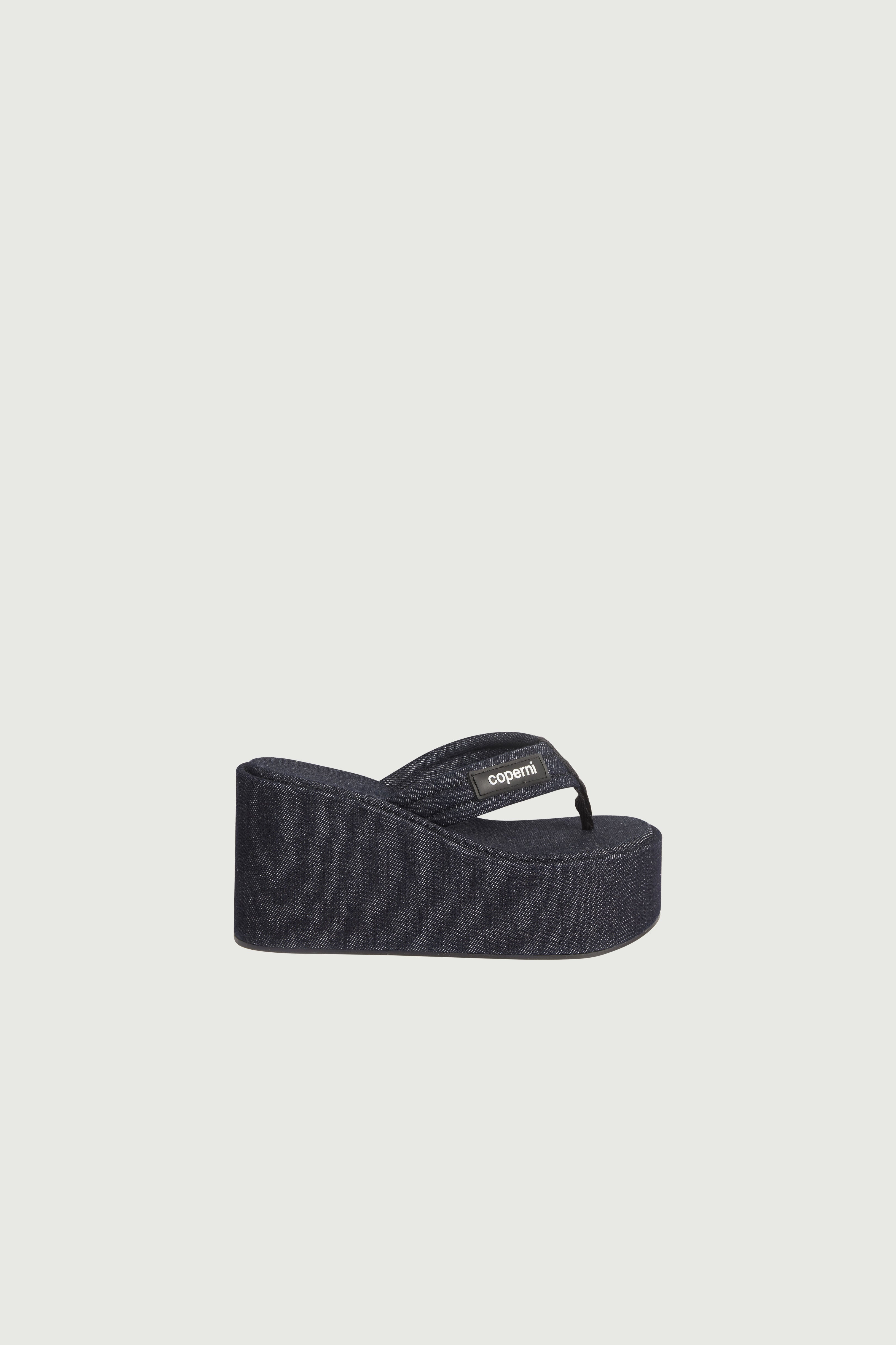 Denim Branded Wedge Sandal - 1