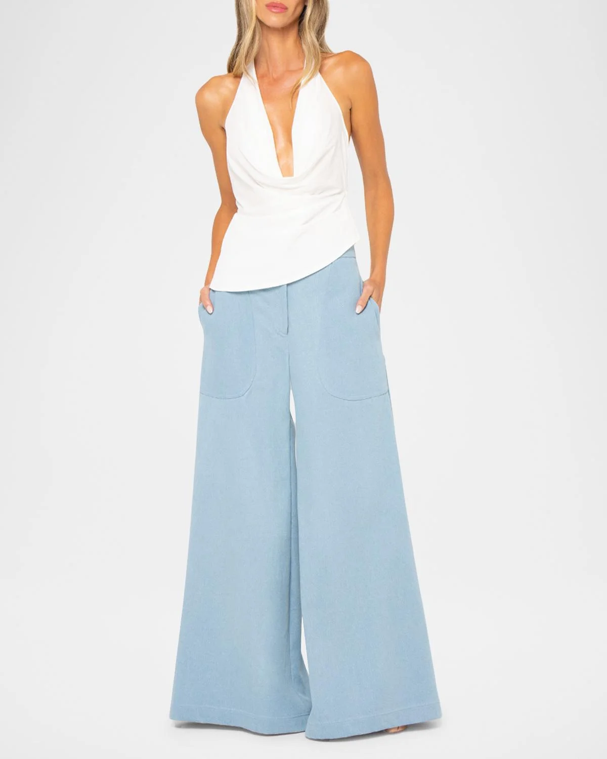 Oslo Chambray Wide-Leg Pants - 1