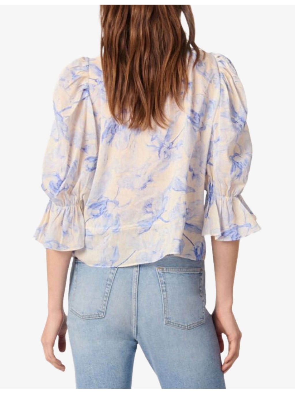 Floral-Print Tie-Up Linen-Blend Blouse - 4