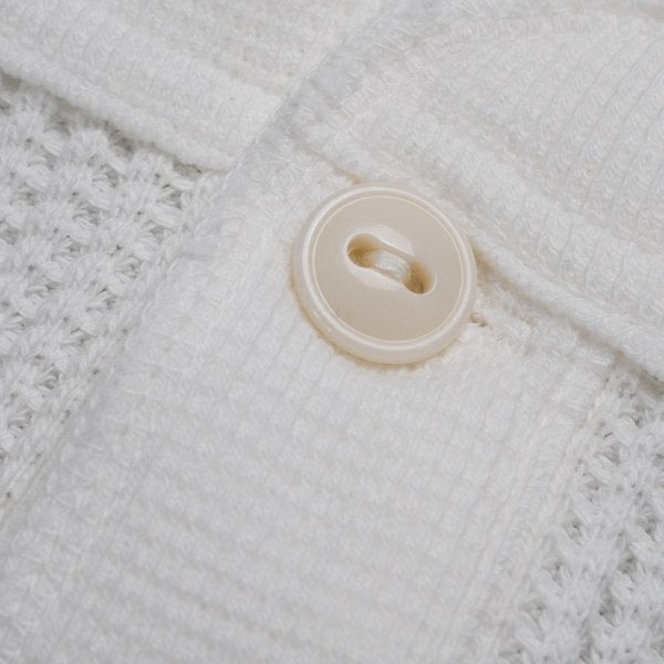 IHTL-1213-WHT Waffle Knit Long Sleeve Thermal Henley White - 2