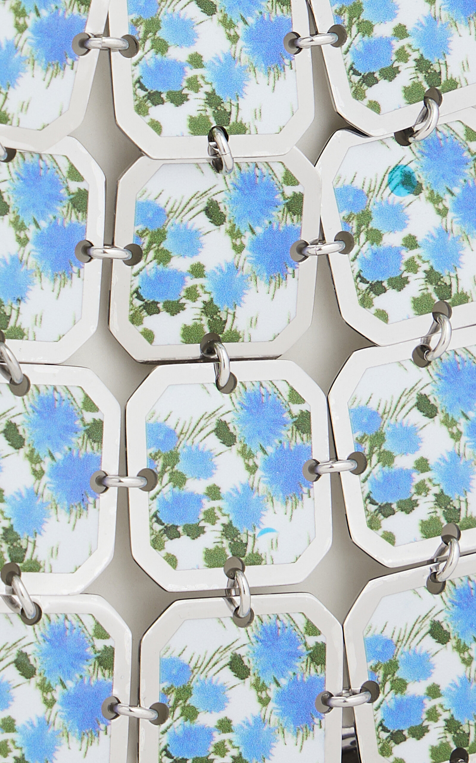 Flower Printed Steel Paillette Shoulder Bag blue - 5