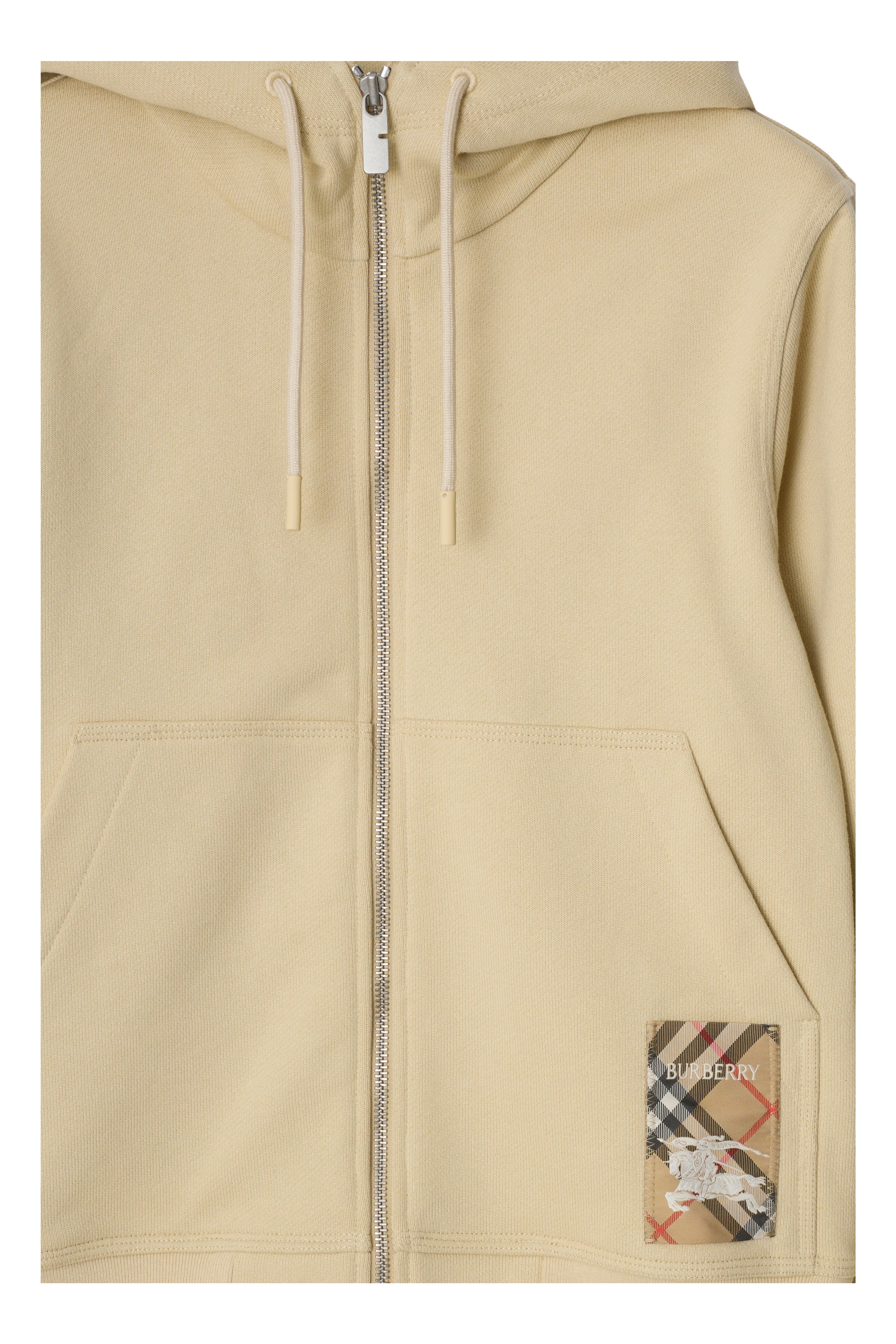 burberry Check Label Cotton Zip Hoodie in Nutmeg at Nordstrom - 2