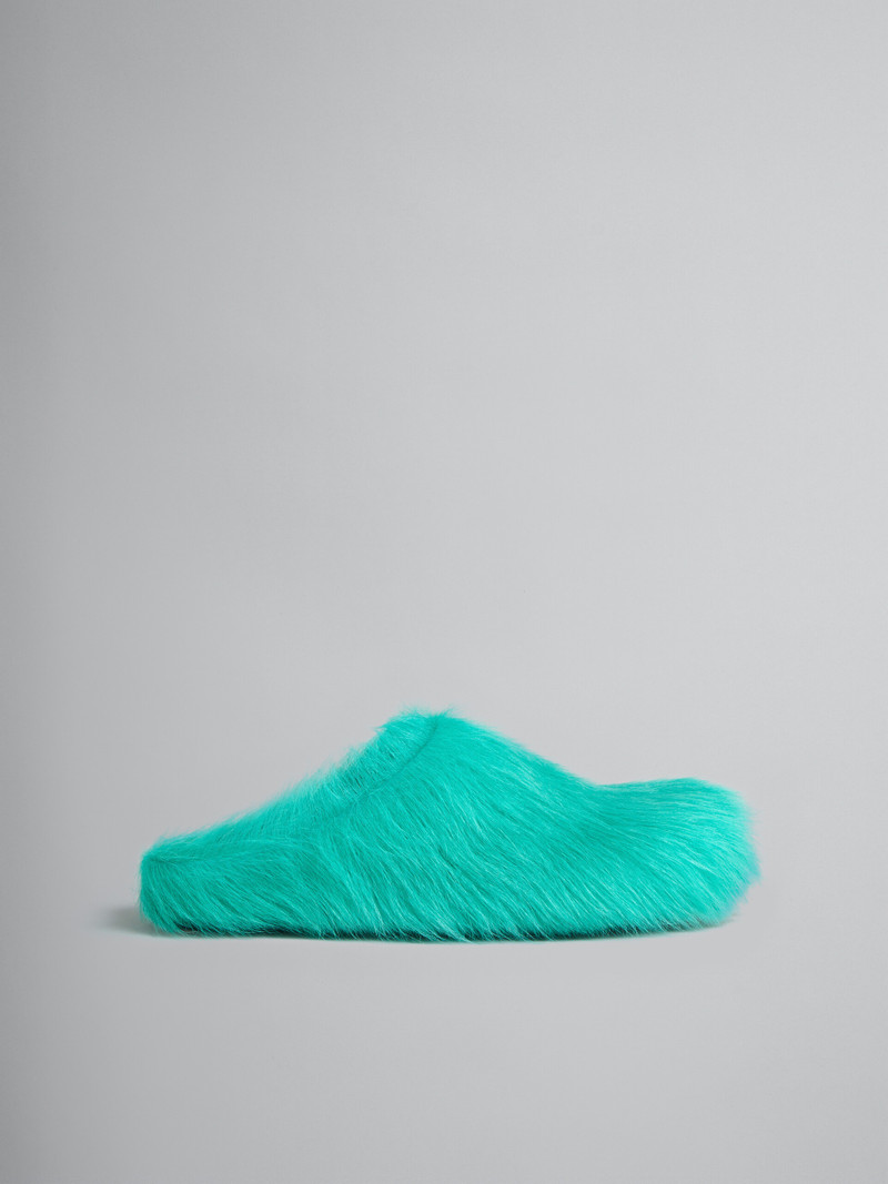 GREEN LONG-HAIR CALFSKIN FUSSBETT SABOT 1