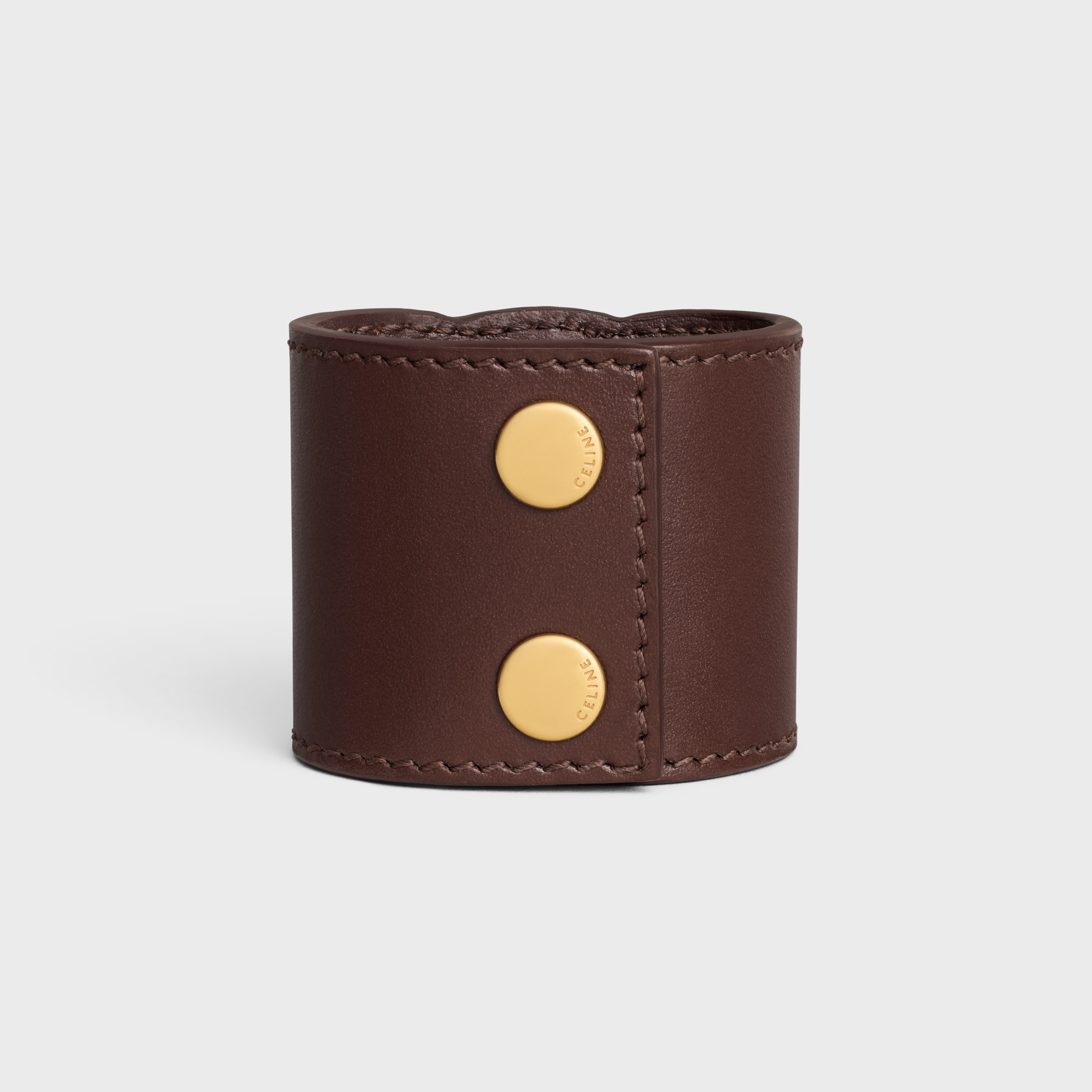 Triomphe Hair Cuff in Calfskin and Brass with Gold Finish - 3
