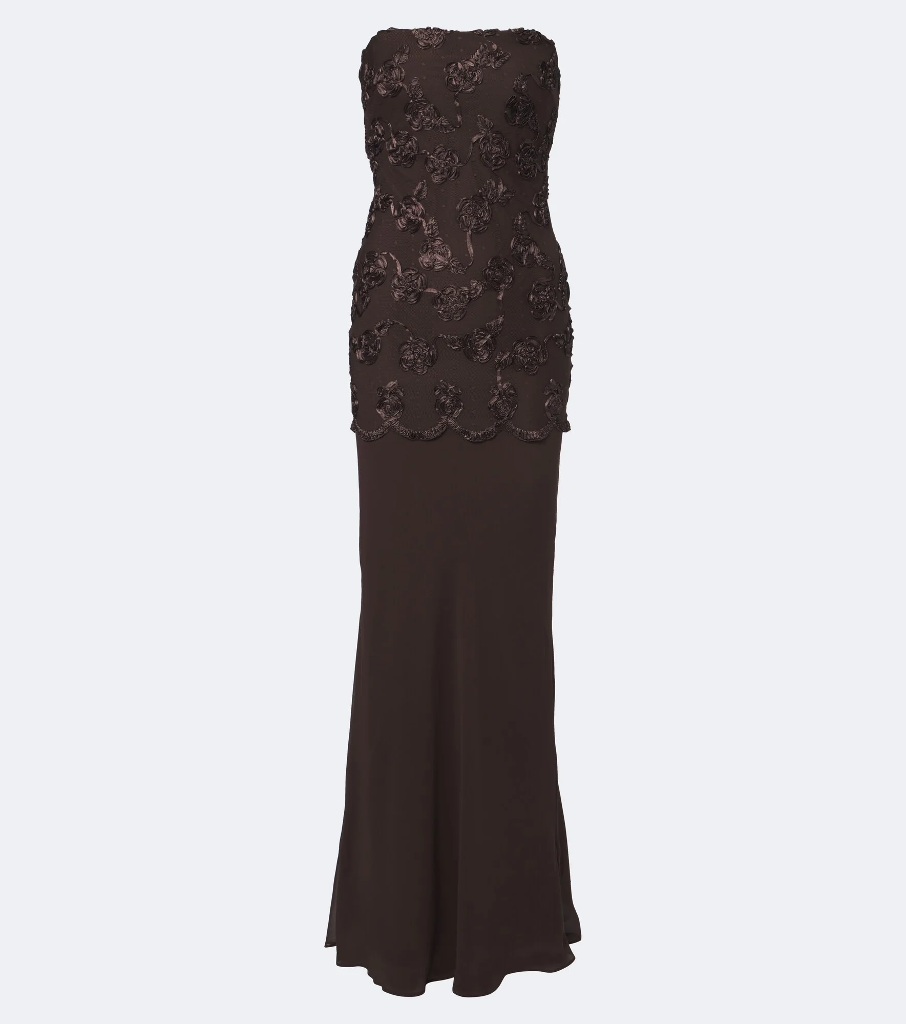 Embroidered floral mesh maxi dress - 1