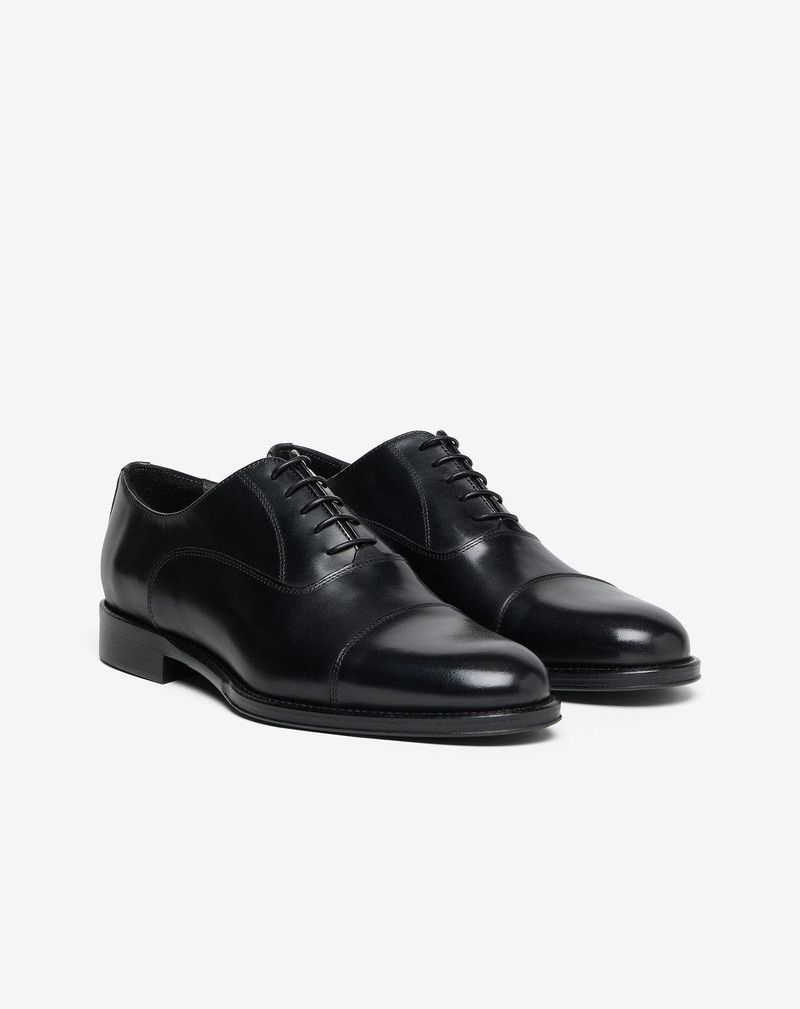 CORNELIANI Black leather Oxford shoes outlook