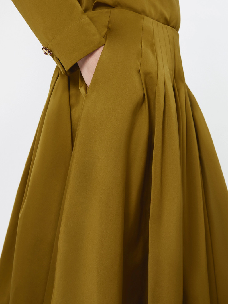 VALLE Cotton-blend satin flared skirt - MUSTARD 5