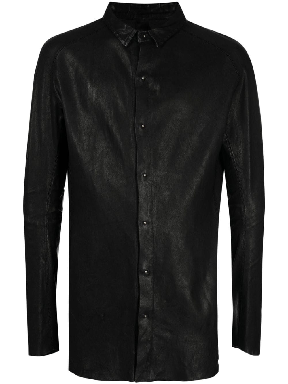 raw-cut edge leather shirt - 1