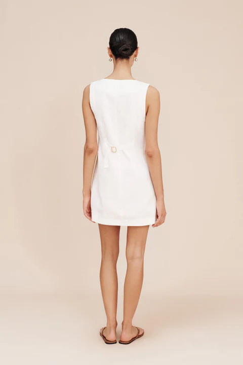 Emma Button Down Mini Dress Ivory - 4
