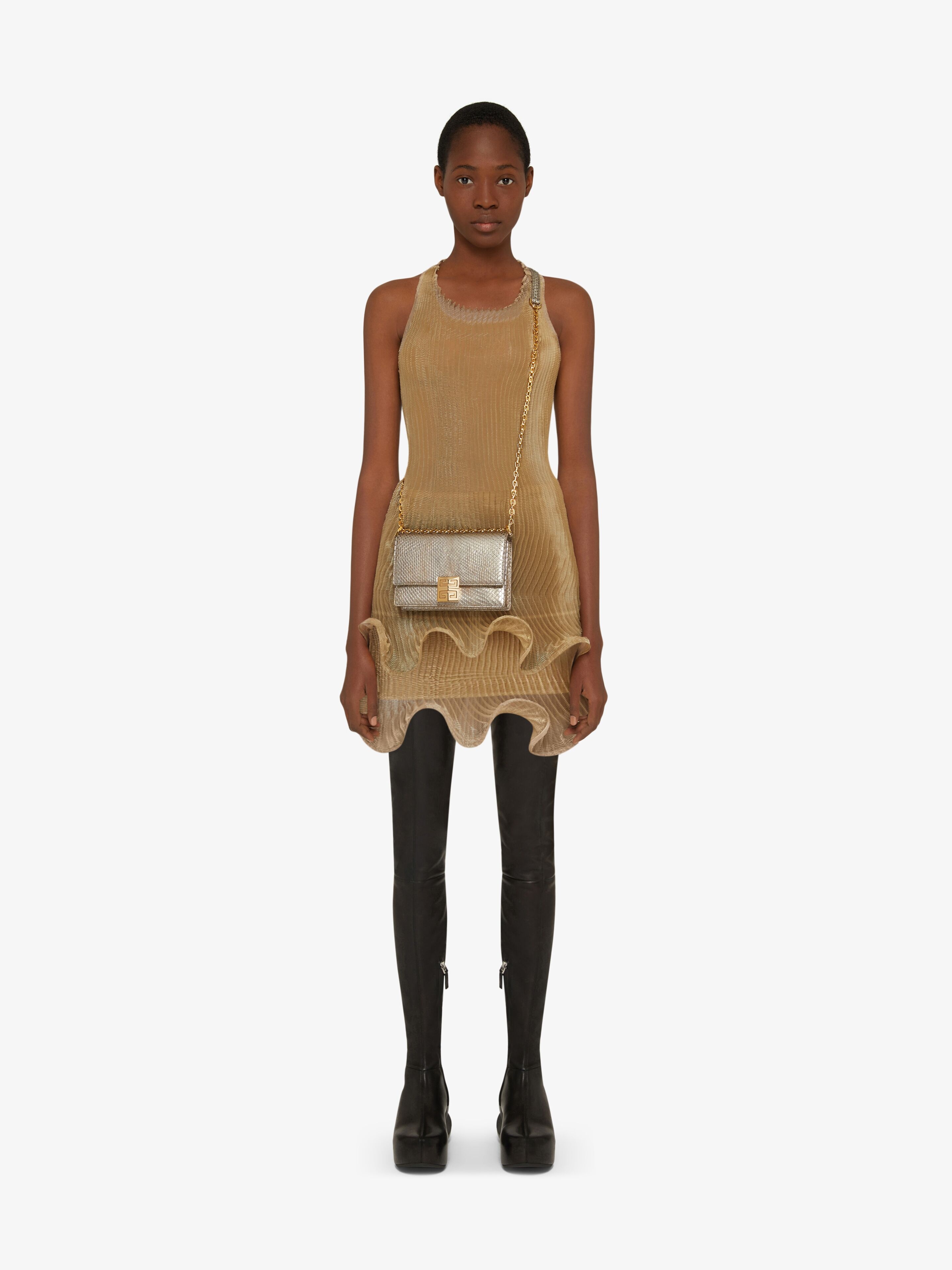 SMALL 4G BAG IN IRIDESCENT PYTHON WITH CHAIN - 2