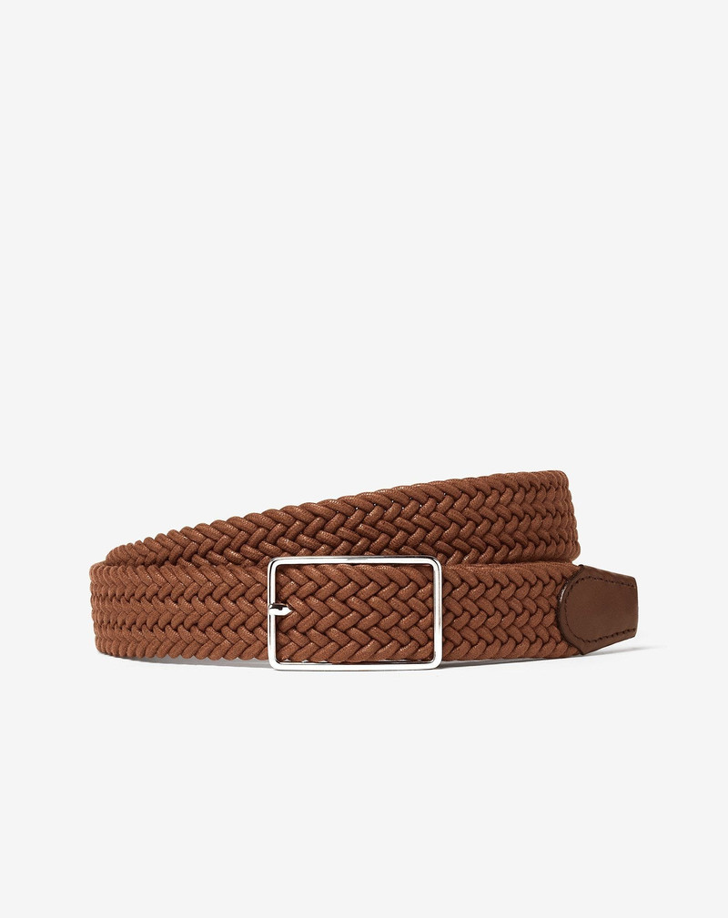Cognac braided belt in waxed cotton 1