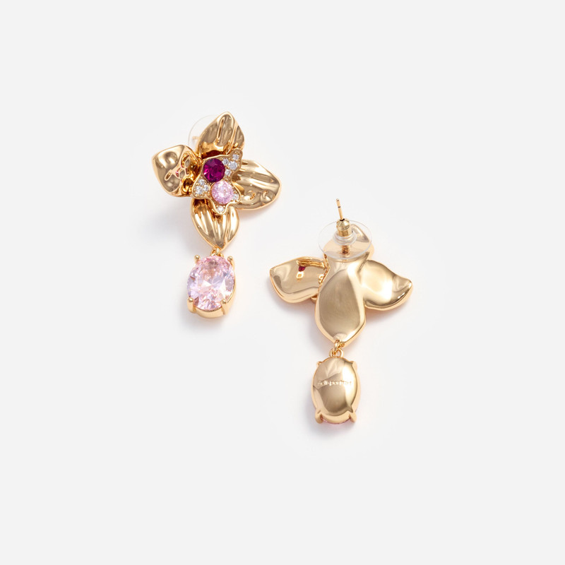 self-portrait Gold Crystal Embellished Flower Earrings outlook