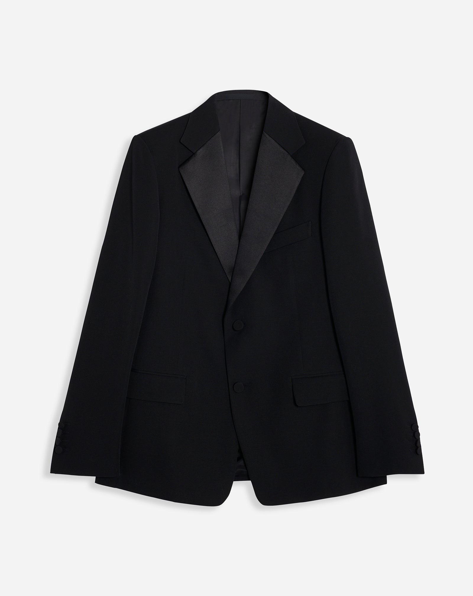 SINGLE-BREASTED FLAP POCKETS JACKET WITH SATIN LAPELS - 1