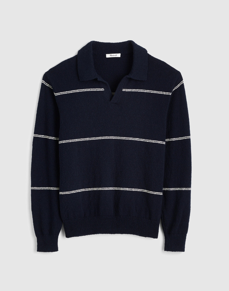 Johnny-Collar Sweater Polo in Textured Cotton 1