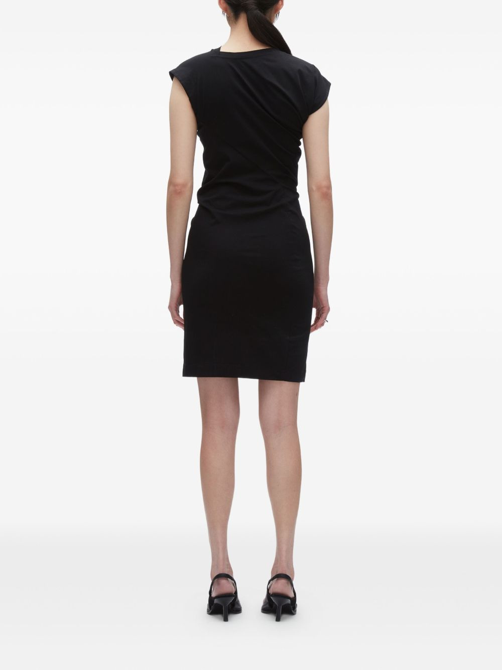 draped cap-sleeve dress - 4