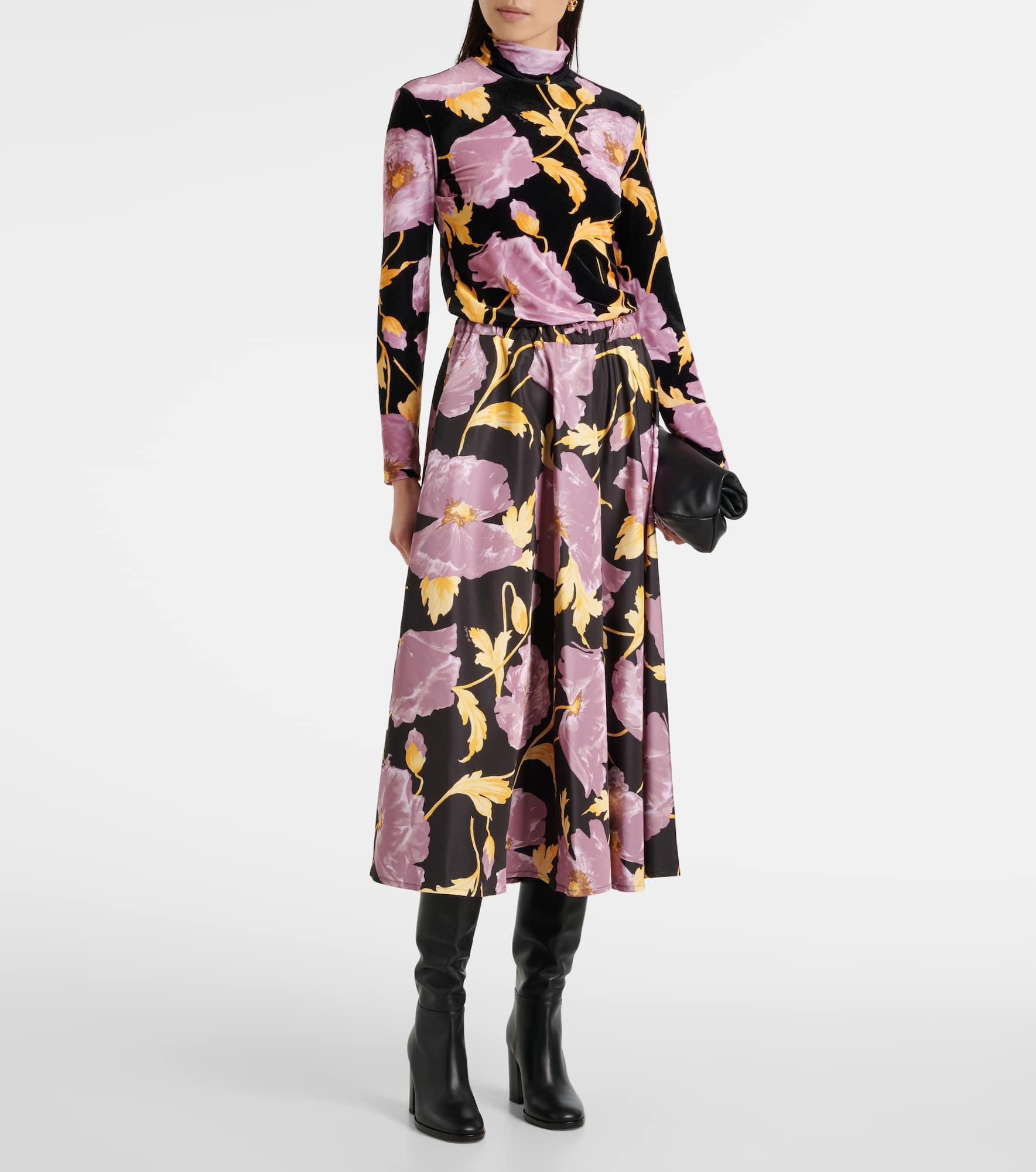 Floral faille midi skirt - 2
