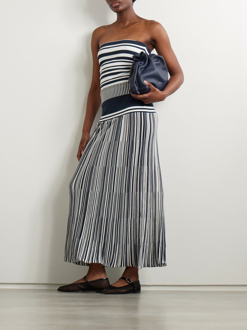 FAITHFULL Citara strapless striped cotton-blend top Navy outlook
