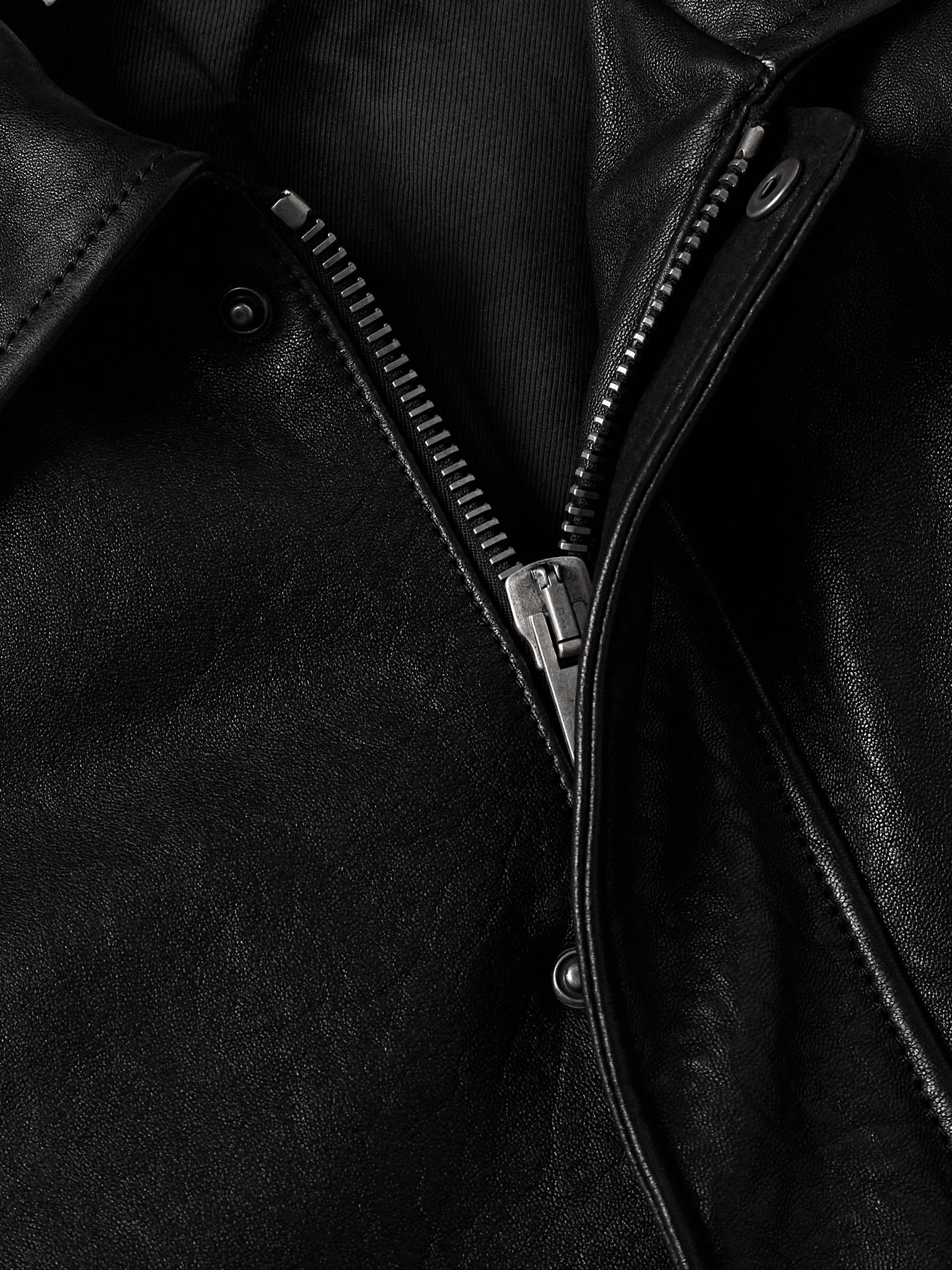 Leather Blouson Jacket Black - 4