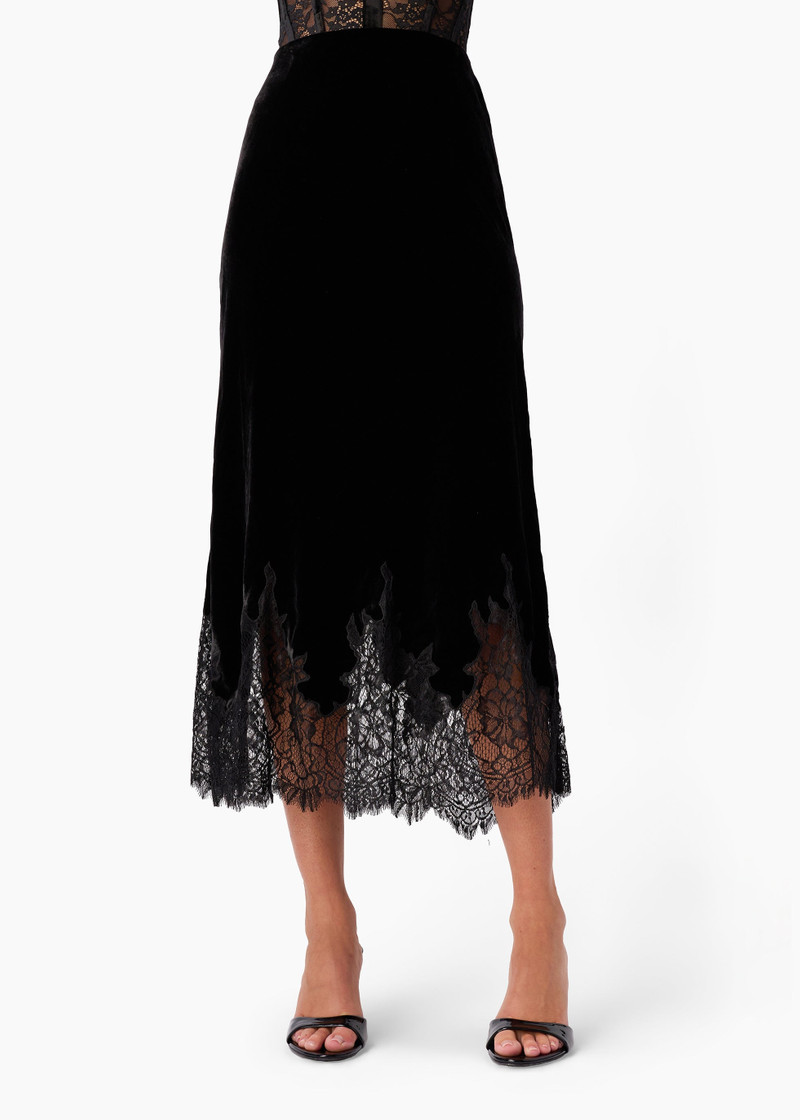GEORGIANA VELVET MIDI SKIRT BLACK 1