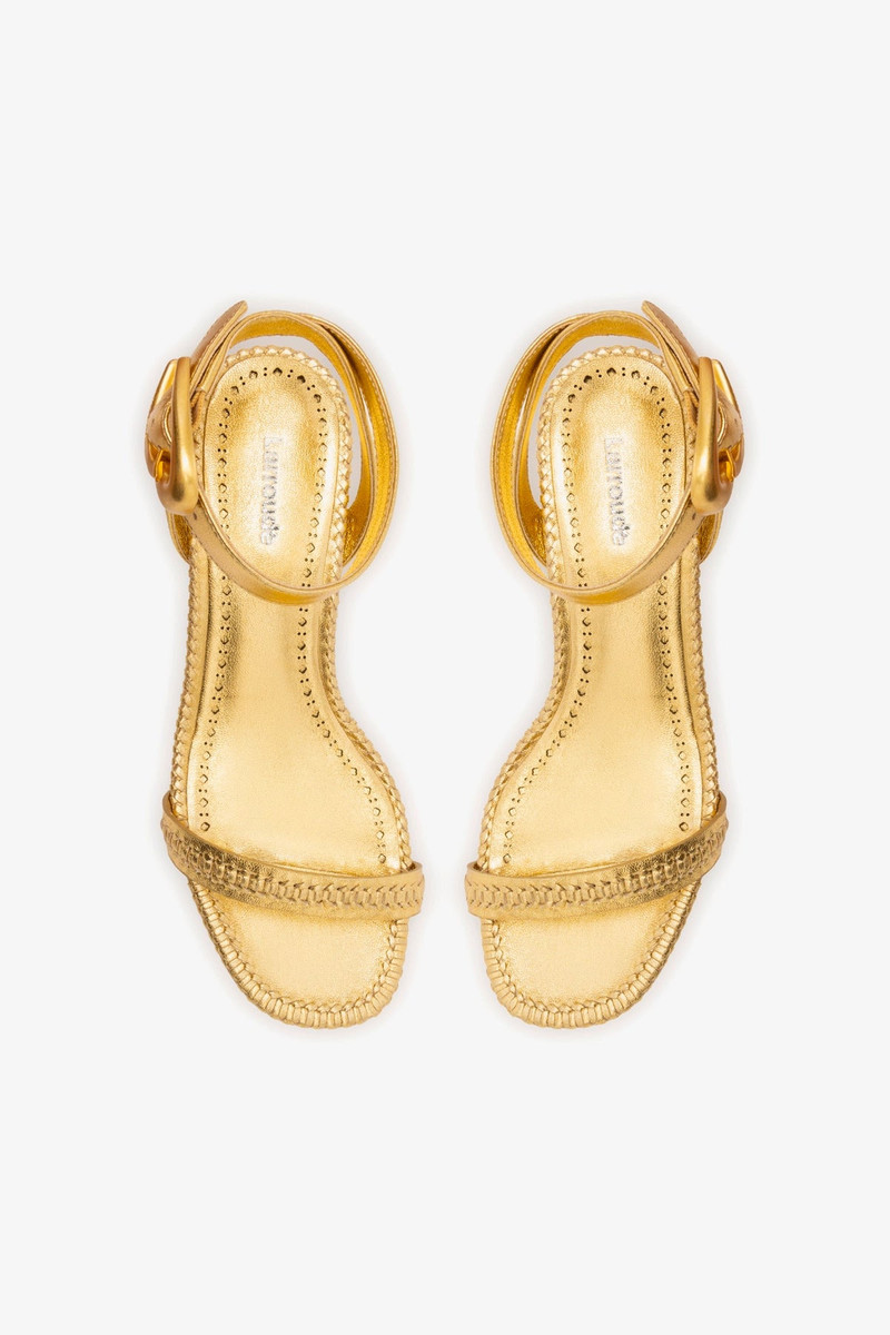 Verona Block Sandal In Gold Metallic Leather 7