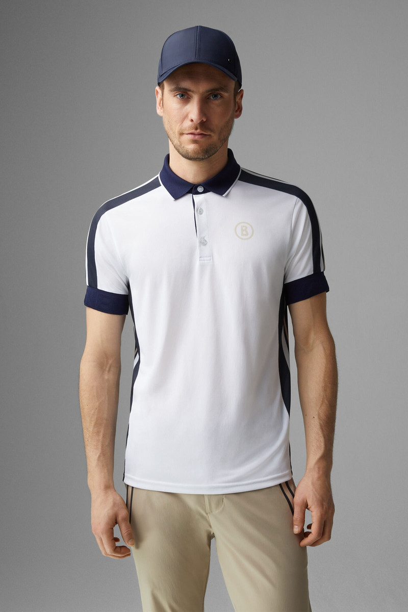 Claudius Functional polo shirt in White/Navy blue 2