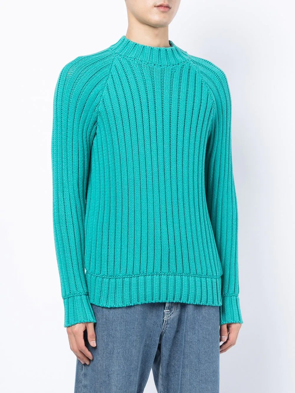 ribbed-knit raglan jumper - 3