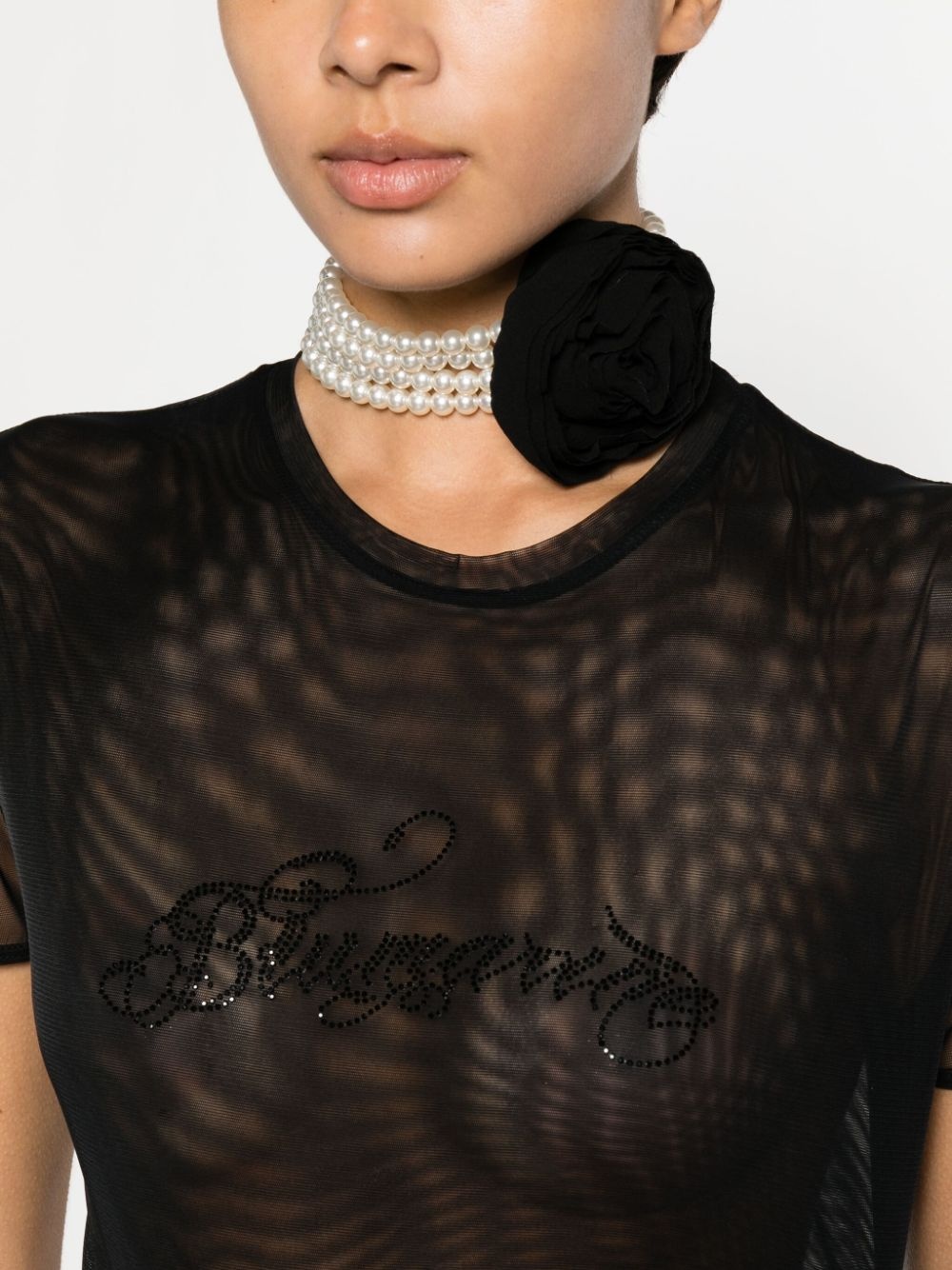 rose-detail faux-pearl choker - 2