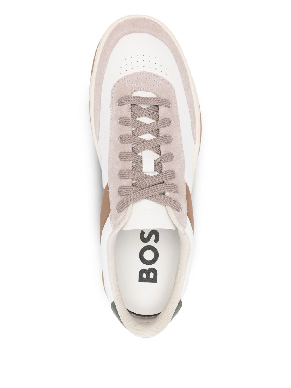 panelled leather sneakers - 4