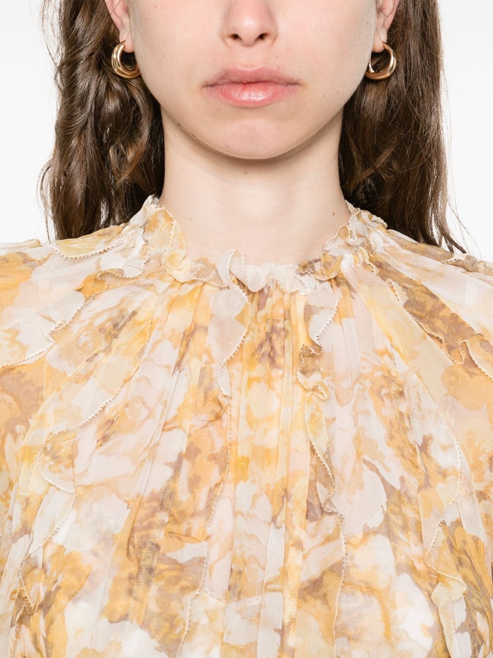 frill-detail billow blouse - 5