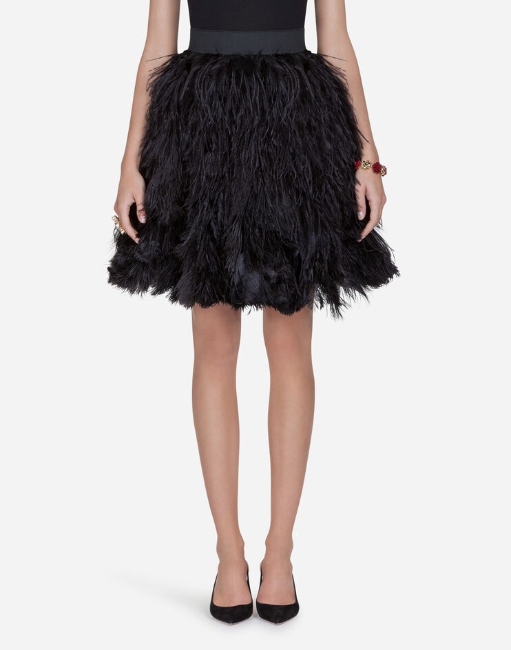 Flounce skirt in feathers - 1