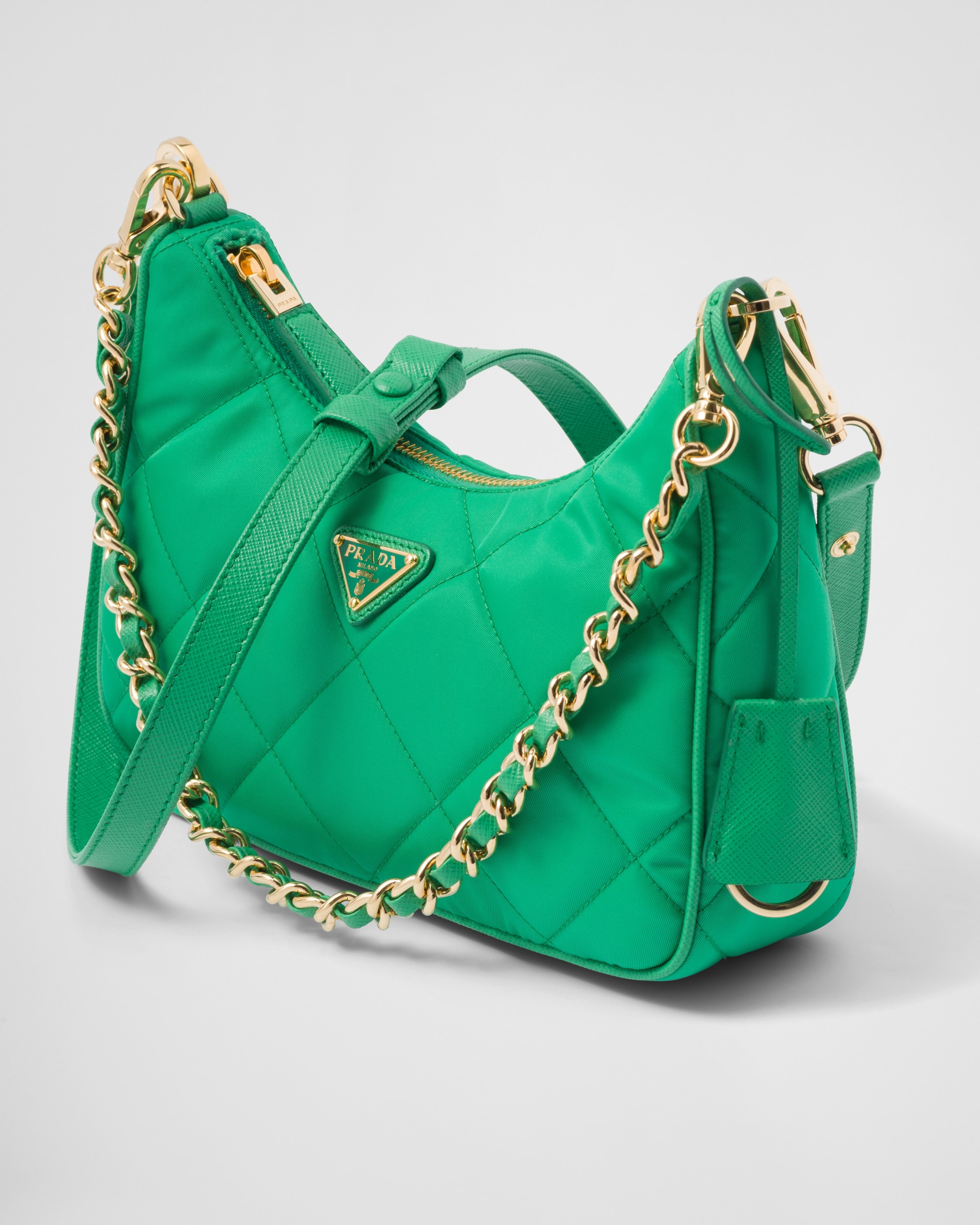 Prada Re-edition 2005 Nylon Chain Shoulder Bag In Green