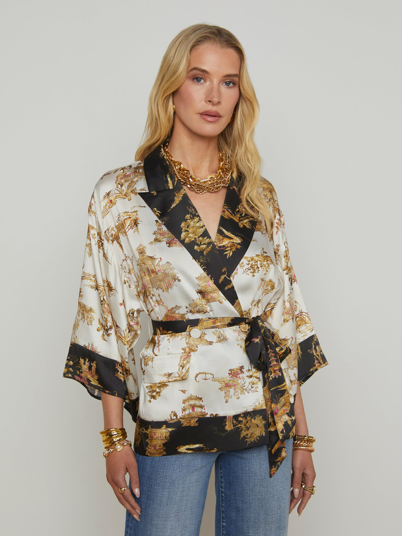 L'AGENCE Hinata Satin Wrap Jacket outlook