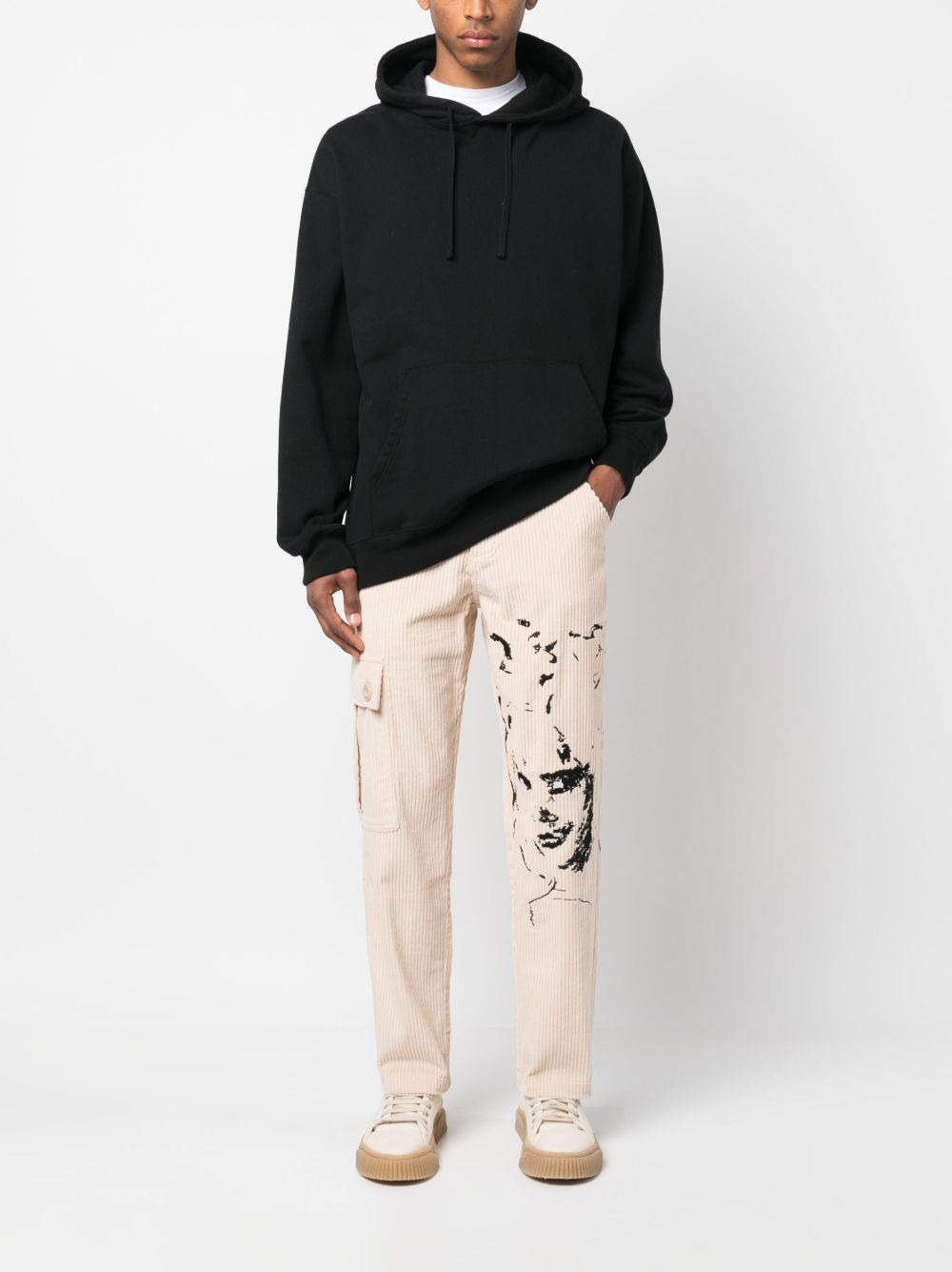 embroidered-face straight-leg trousers - 2