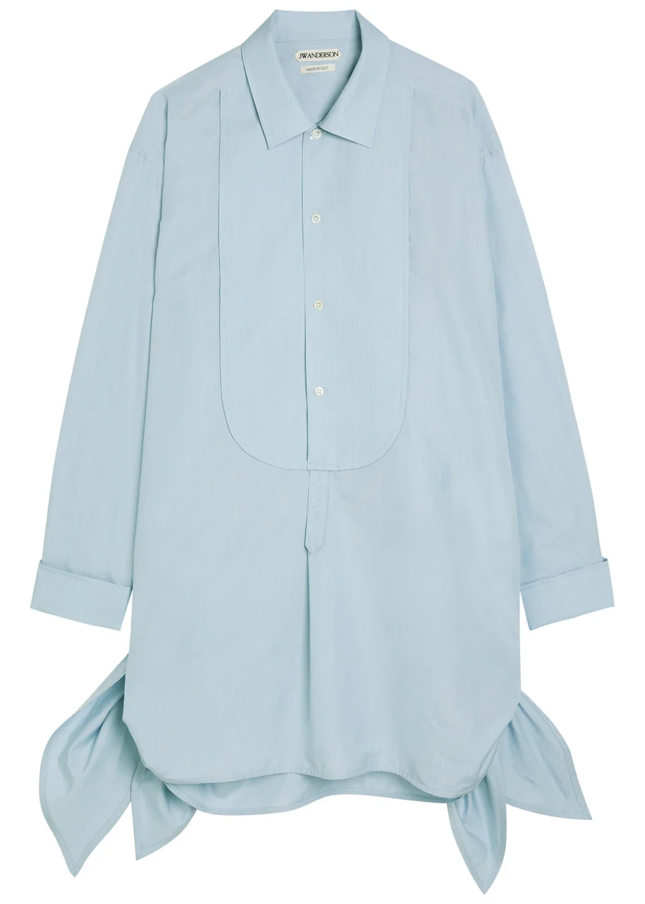 JW Anderson Knotted Cotton-blend Mini Shirt Dress - 1