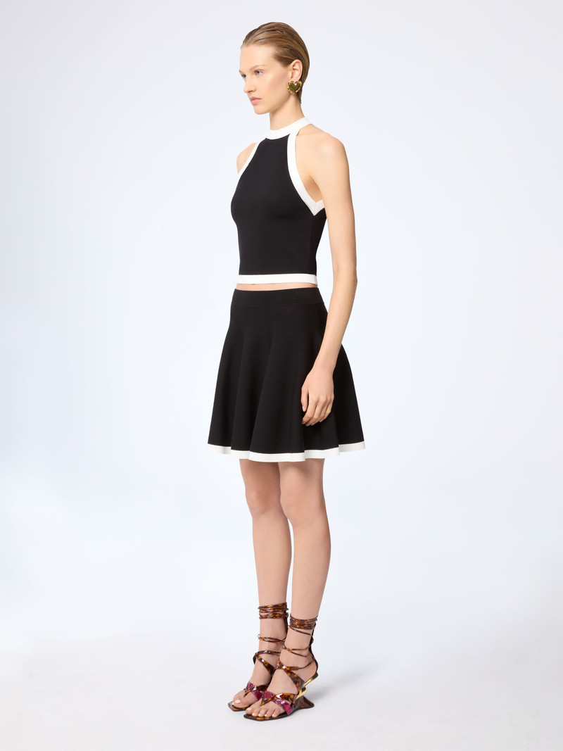 NINA RICCI Black Mini Knit Skater Skirt outlook