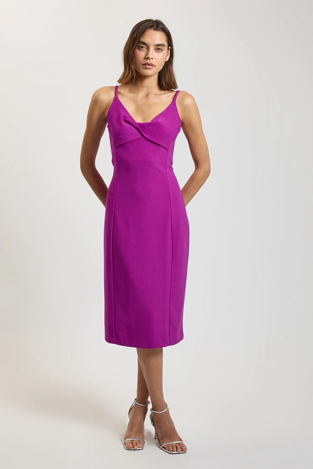 Premium Crepe Control Twist Front Midi Dress - 1