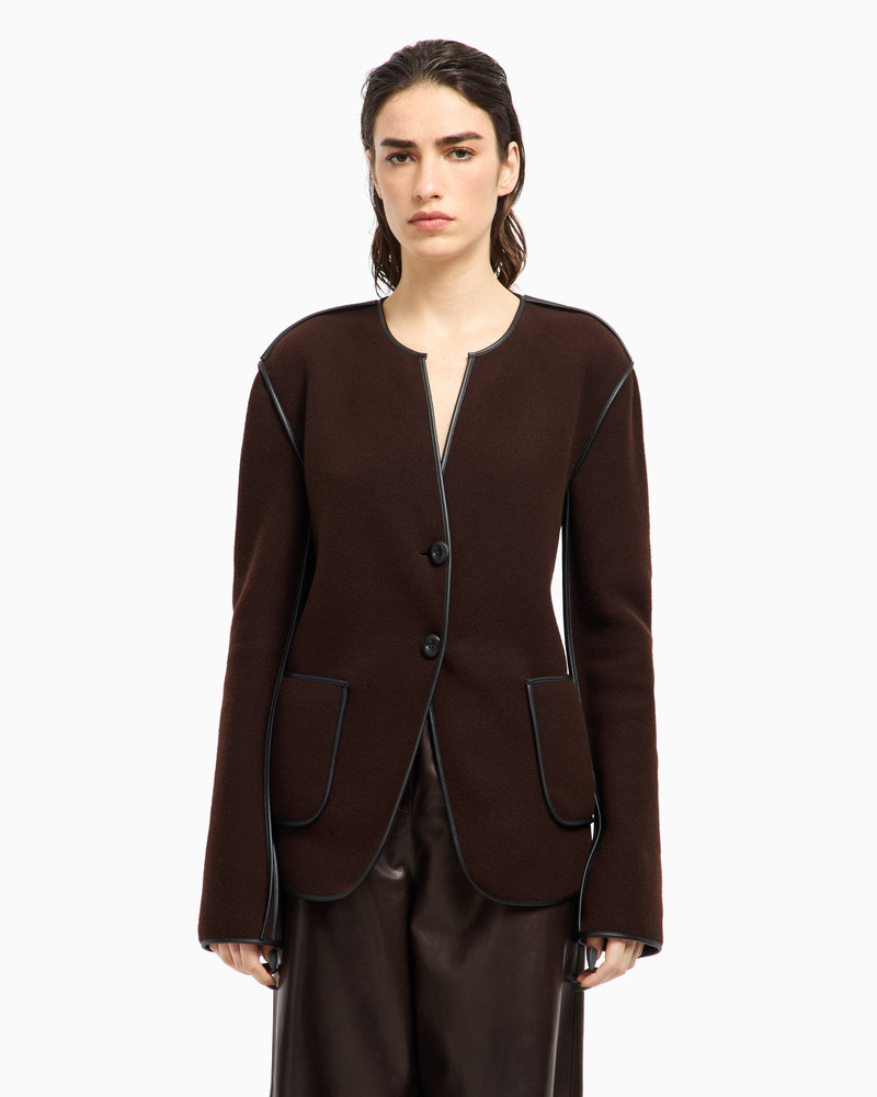 GIORGIO ARMANI SINGLE-BREASTED JACKET IN WOOL AND CASHMERE FLEECE outlook