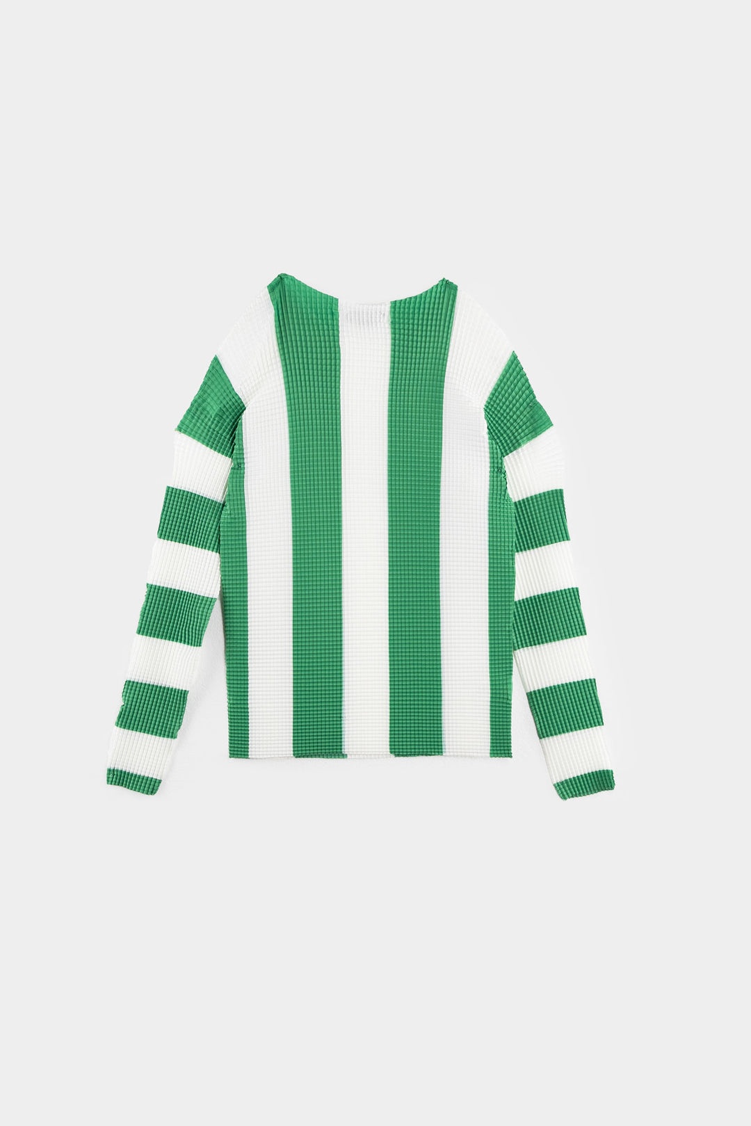 PLEATED LONGSLEEVE / cream & green stripes - 3