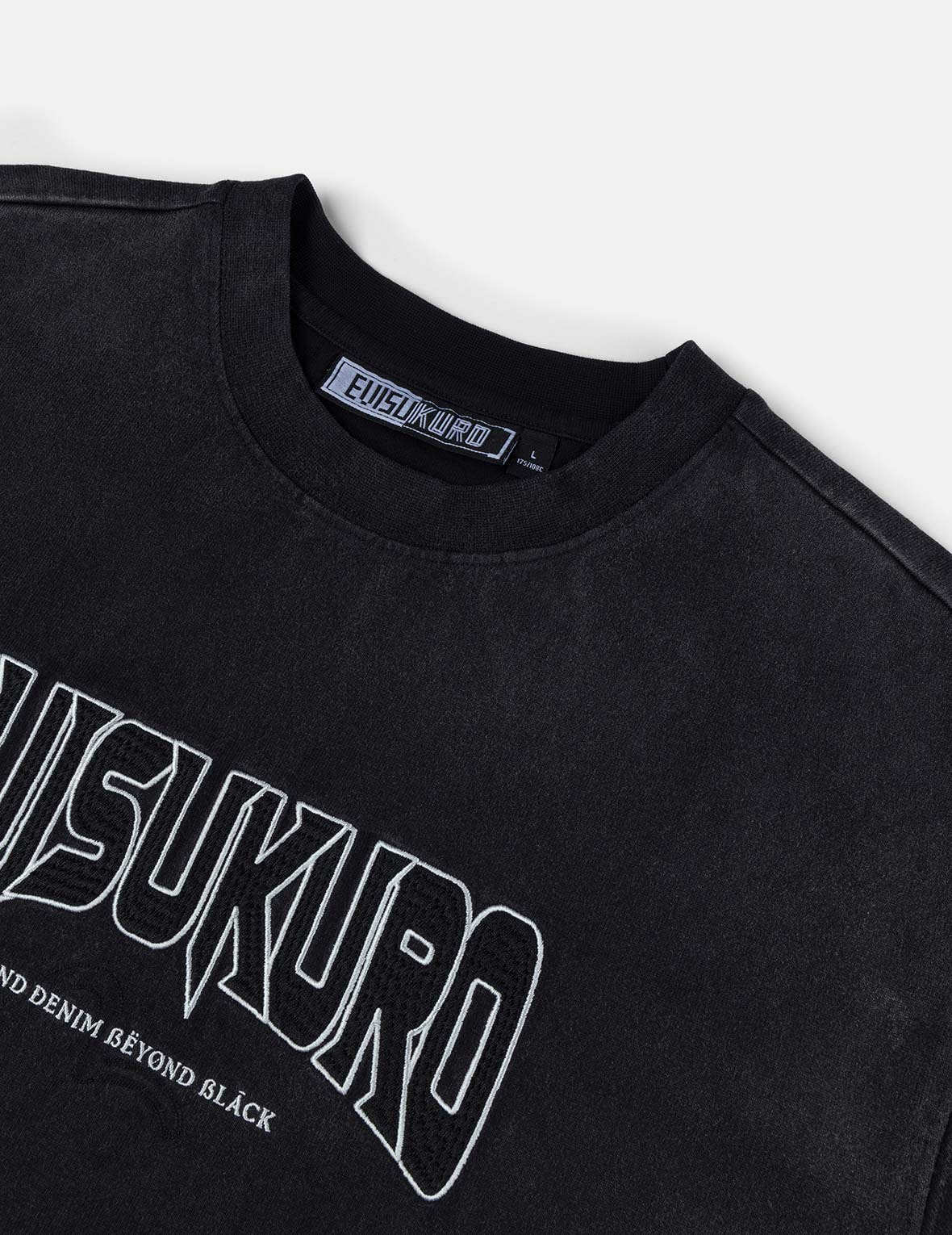 EVISUKURO Waffle Embroidery and Spray Dye Relax Fit T-shirt - 8