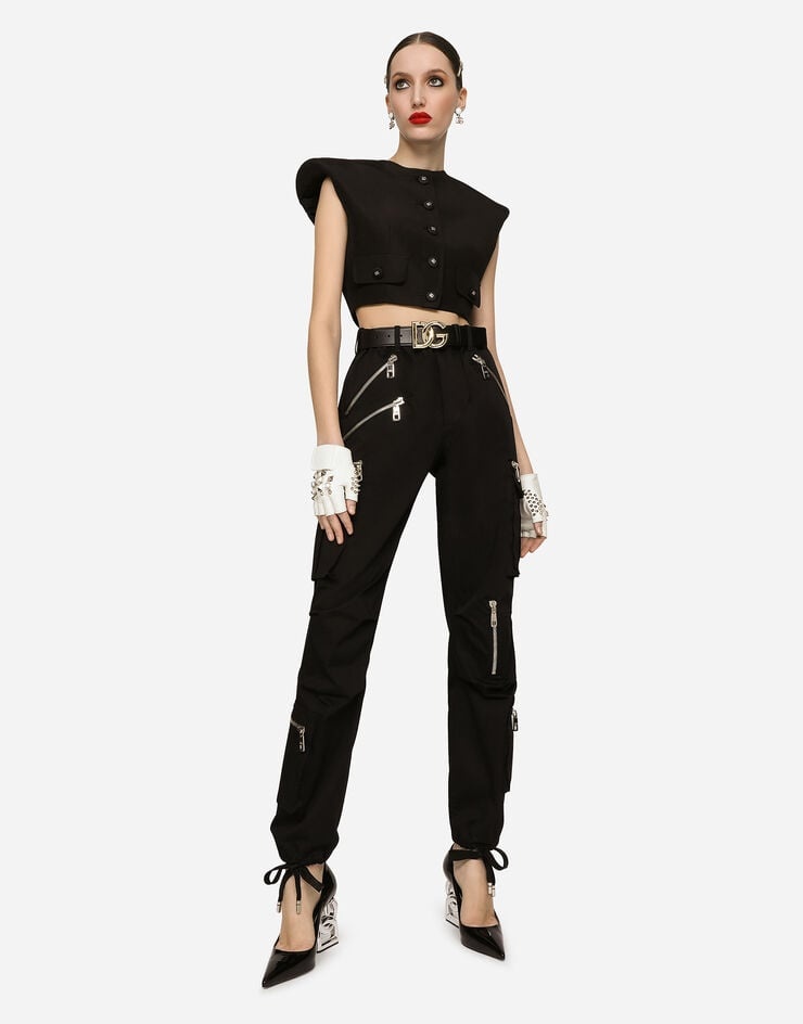 Cropped sleeveless faille jacket - 5