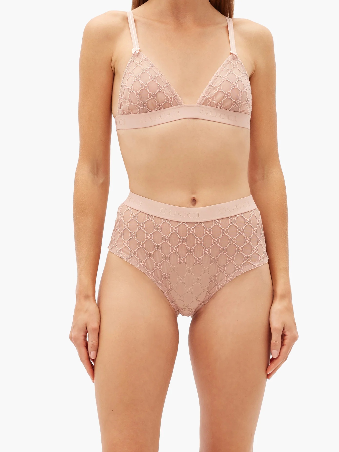 GG-jacquard tulle bra and high-rise briefs - 2