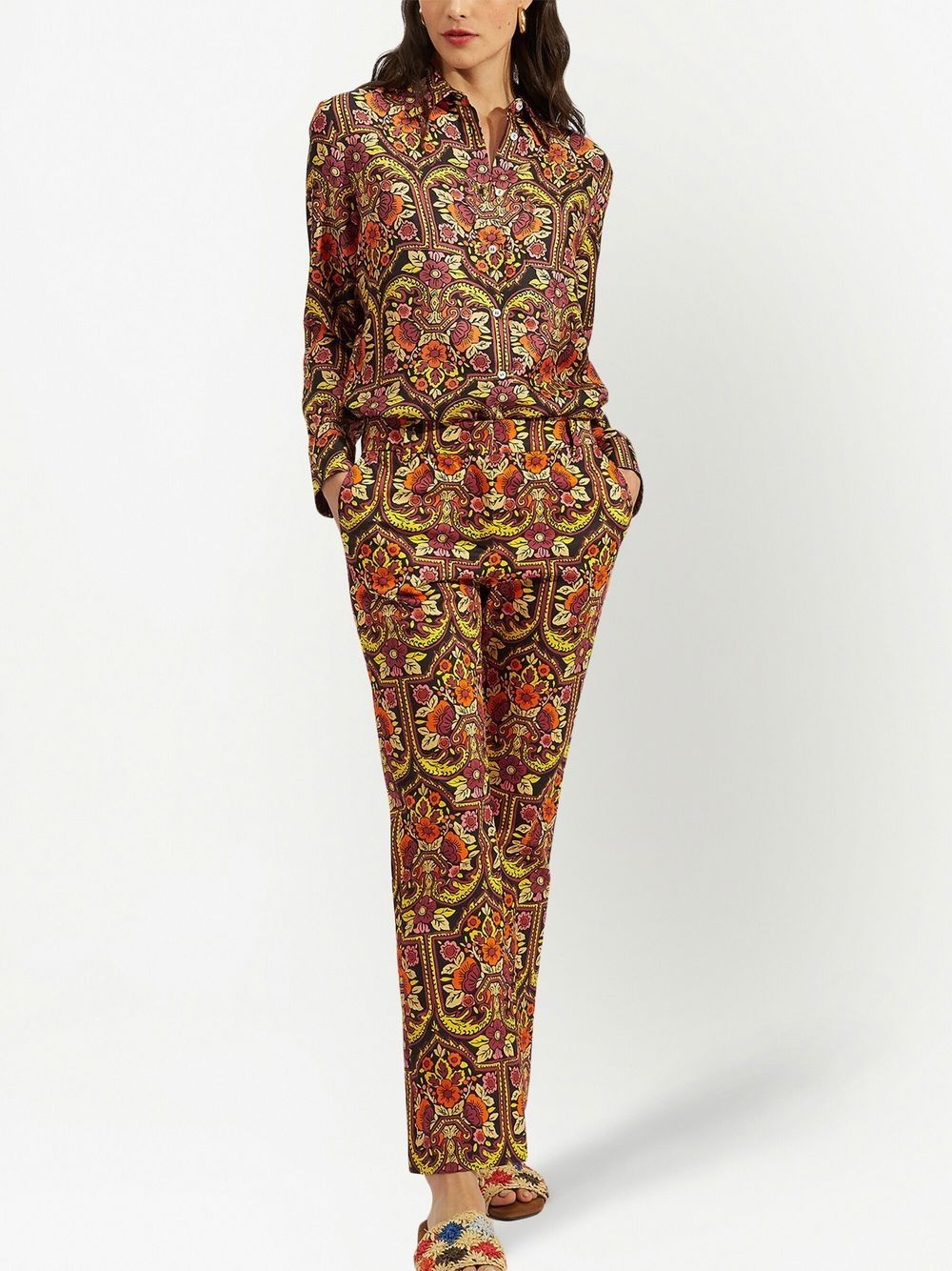 floral-pattern flared trousers - 2